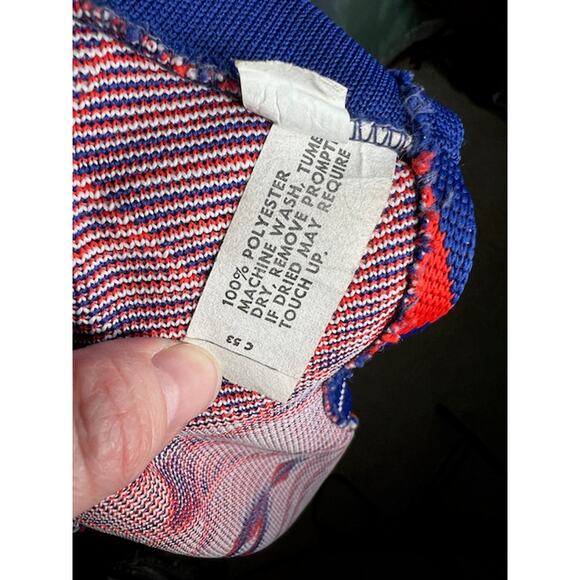 60s vest mod geometric double knit polyester blue red white - Picture 9 of 11